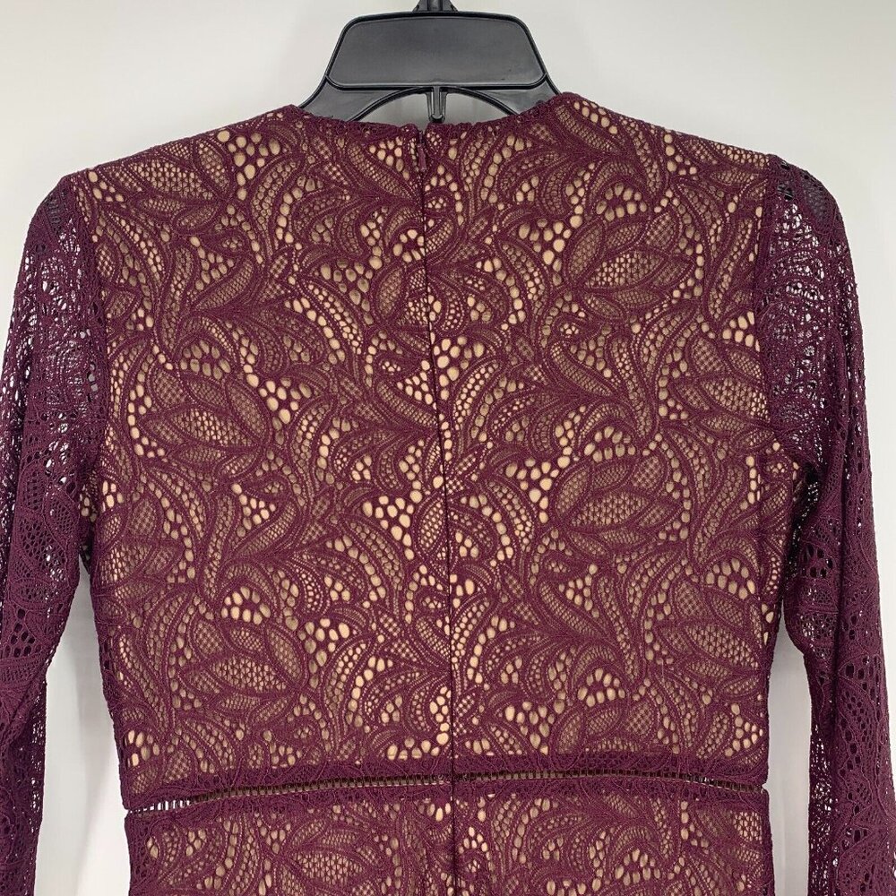 Bardot Dress Sasha Ruffle Lace Burgundy Long Sleeve Revolve - Picture 12 of 14